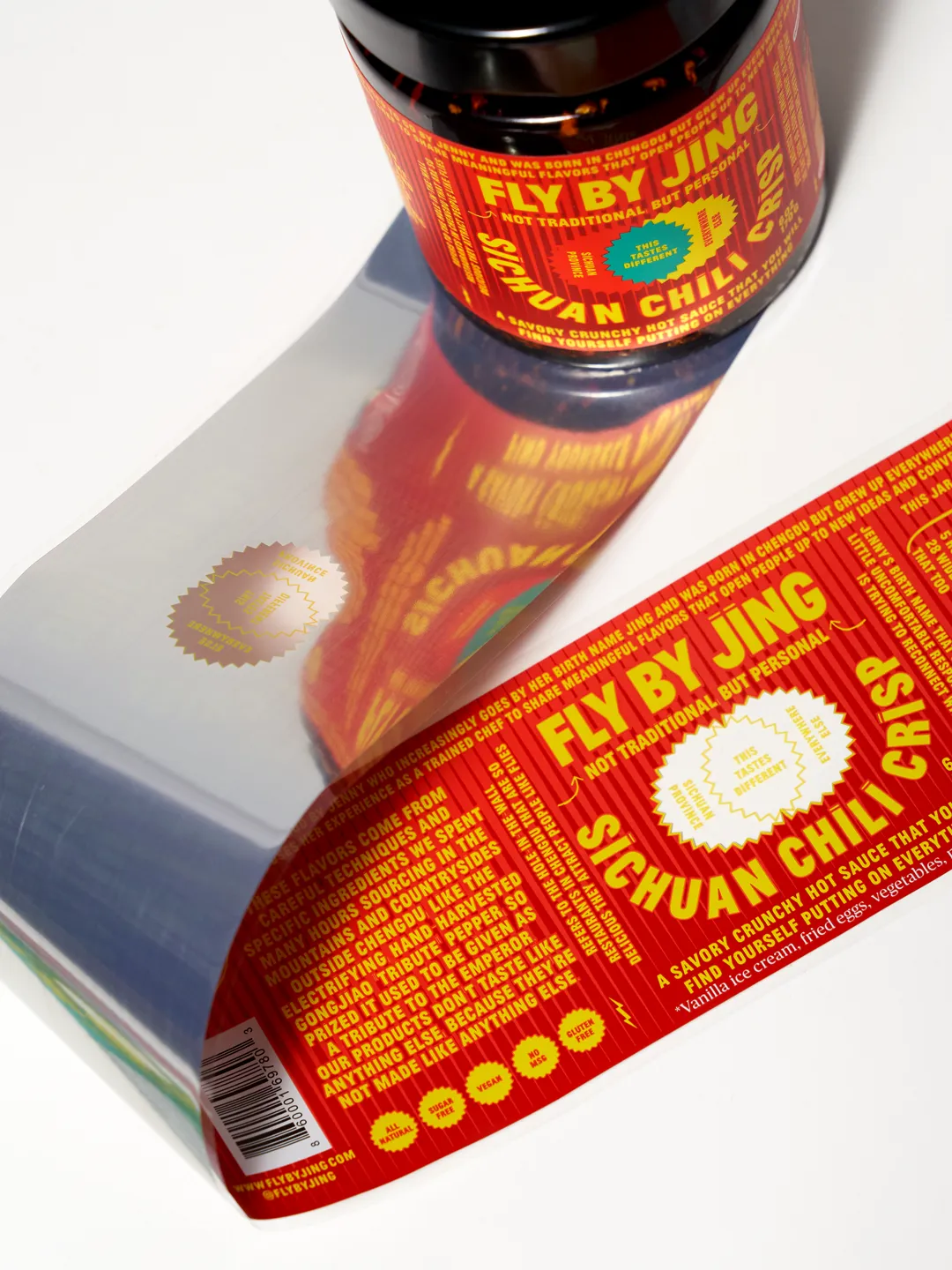 fly by jing sichuan chili crisp sauce adhesive labels